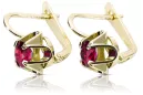 Ruby 14K Yellow gold Earrings Vintage craft vec018y